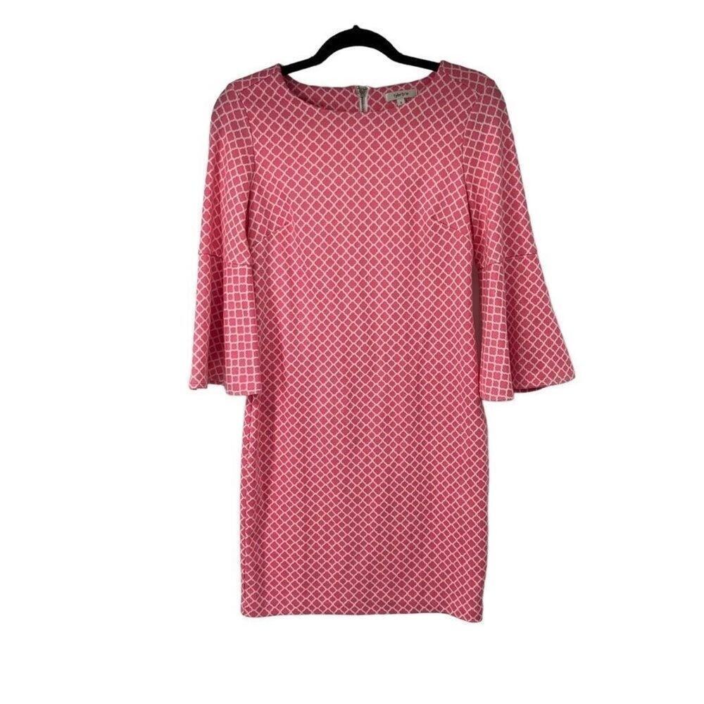 Tyler Boe Jenny Bell Sleeve Pink White Dress Womens S